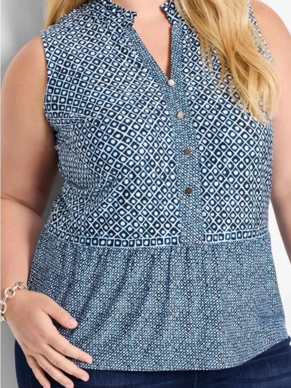 NIC+ZOE Coastal Geo knit top multi